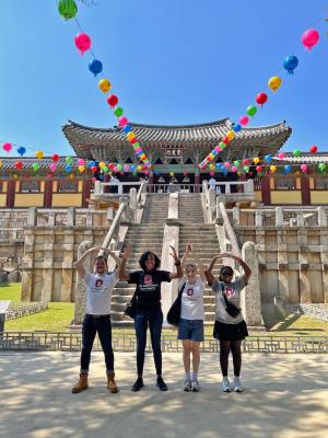 OHIO in front of a temple