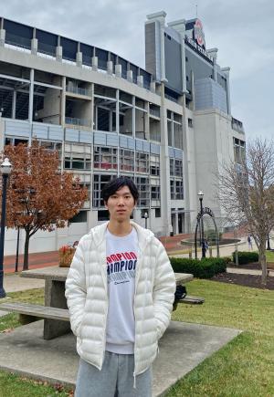 Student outside Ohio Stadium