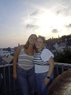 students posing on a high rise