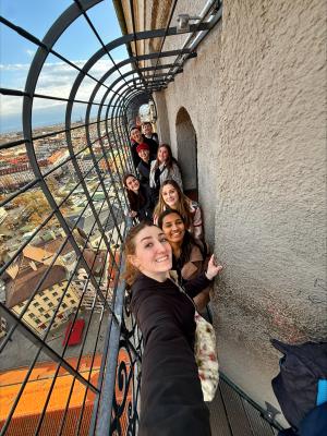 student selfie on a balcony in Germany