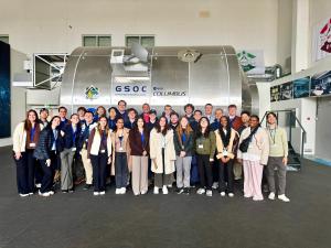 students near space station