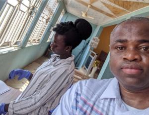 Two people working in a lab