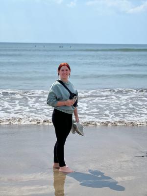 student on the beaches of ireland