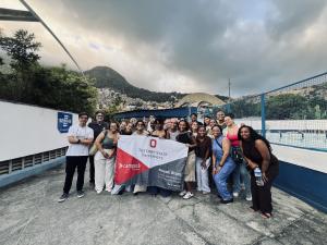 group of people with flag